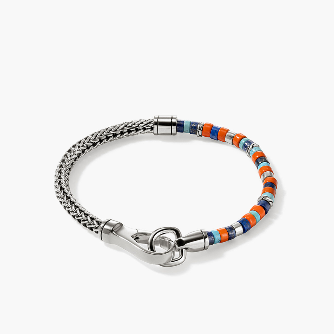 John Hardy Heishi Silver Multi Stones Chain Bracelet