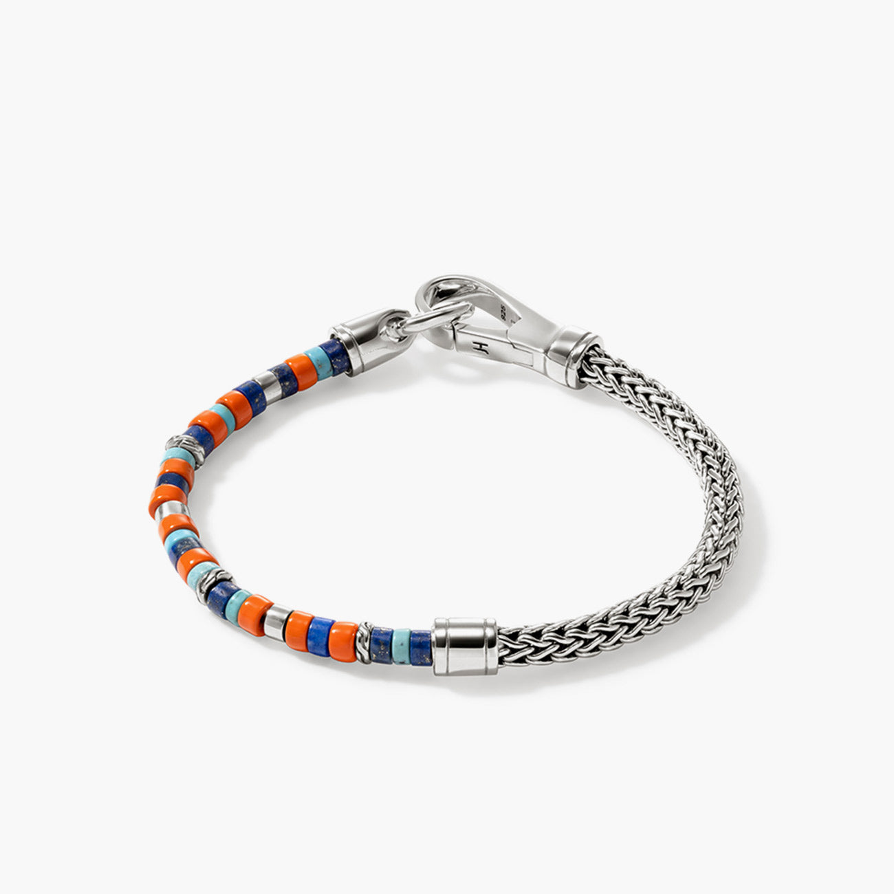 John Hardy Heishi Silver Multi Stones Chain Bracelet