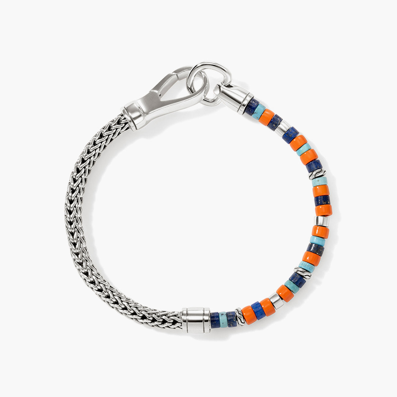 John Hardy Heishi Silver Multi Stones Chain Bracelet