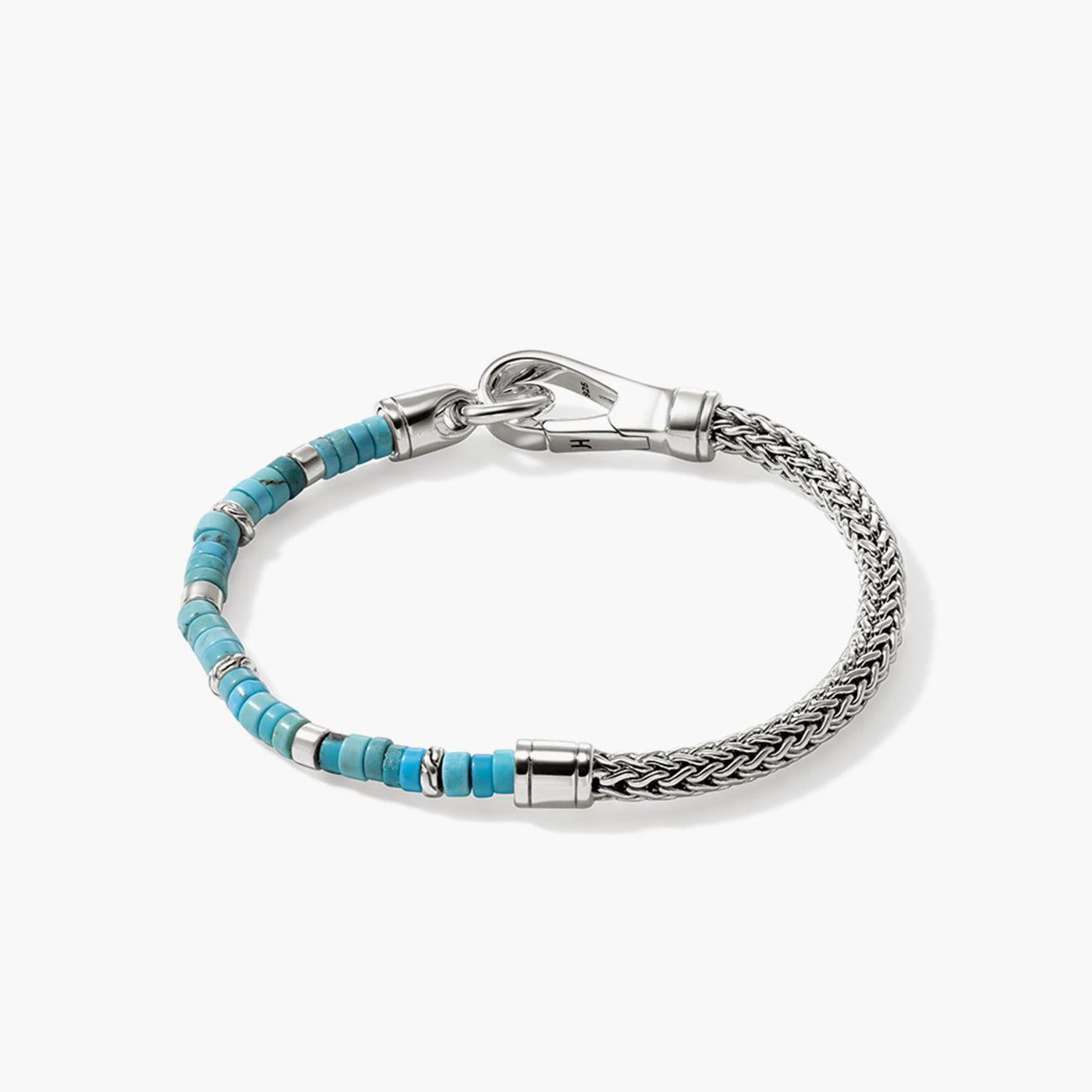 John Hardy Heishi Silver Chain Bracelet with Turquoise