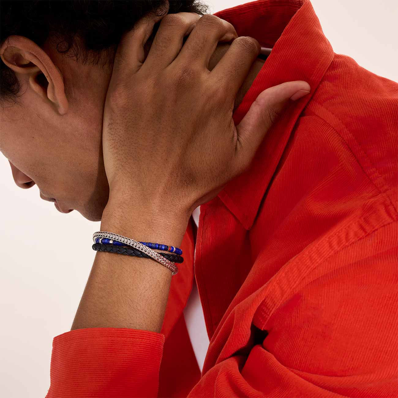 John Hardy Heishi Double Wrap Sterling Silver Bracelet with Lapis Lazuli