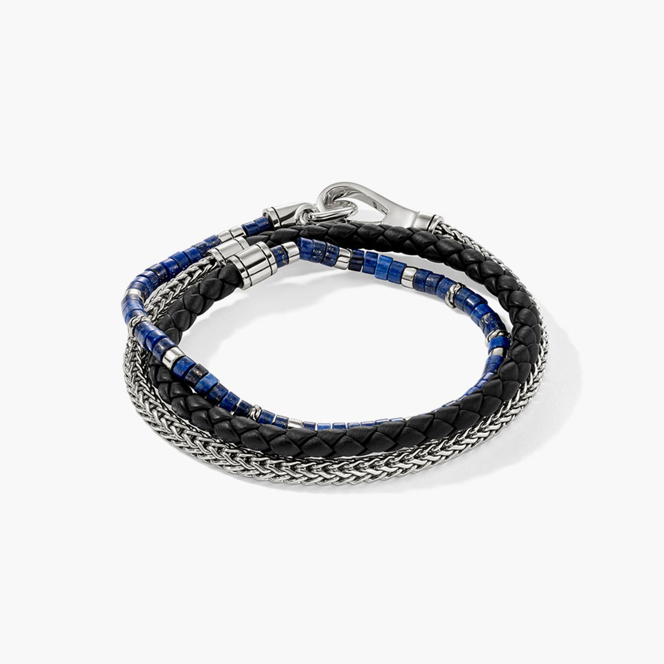 John Hardy Heishi Double Wrap Sterling Silver Bracelet with Lapis Lazuli