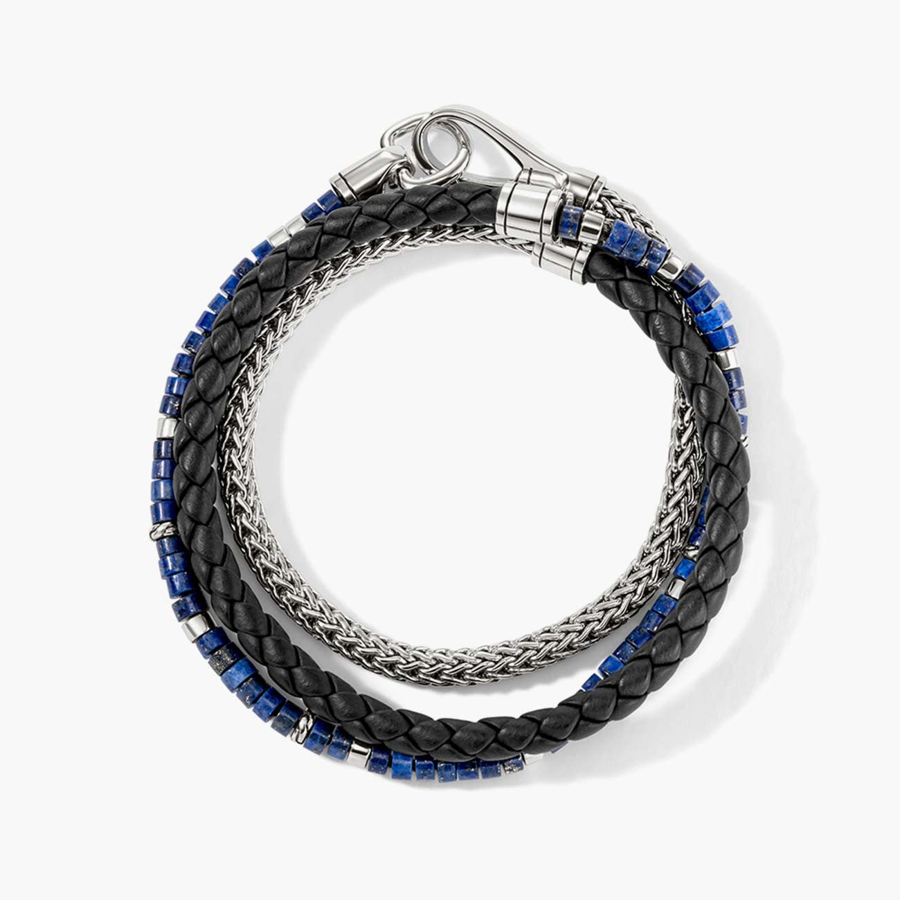 John Hardy Heishi Double Wrap Sterling Silver Bracelet with Lapis Lazuli