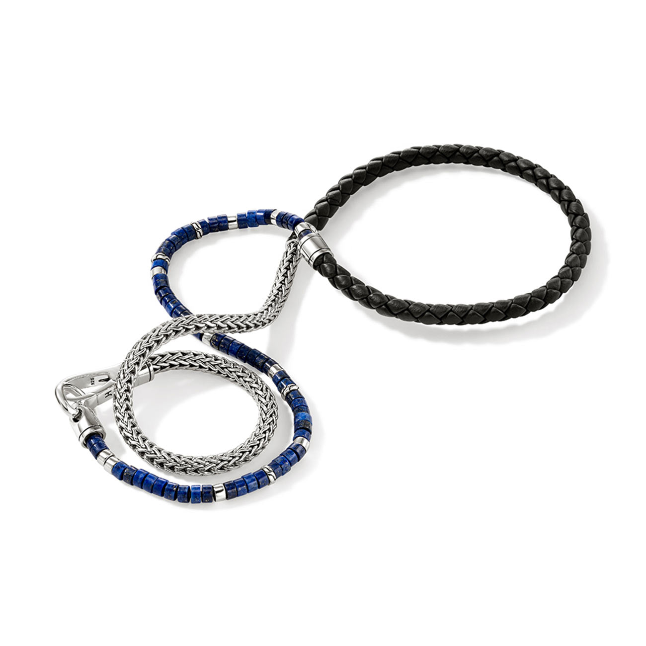 John Hardy Heishi Double Wrap Sterling Silver Bracelet with Lapis Lazuli
