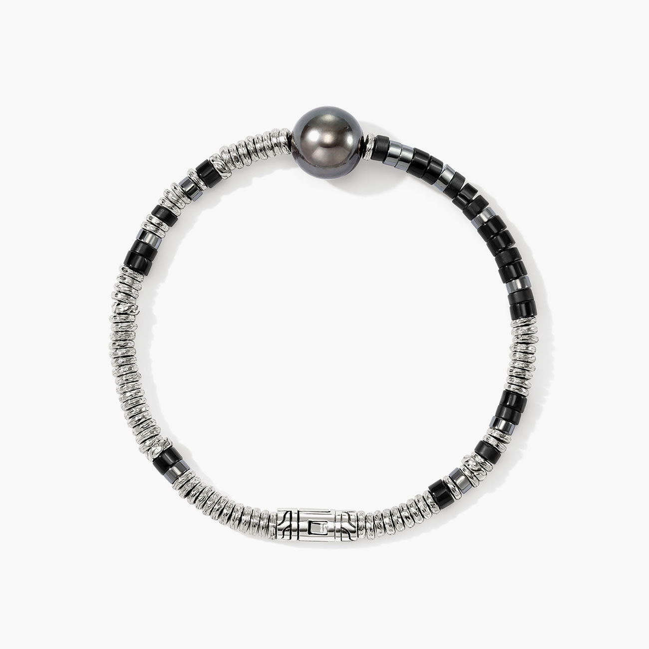 John Hardy Heishi Pearl and Black Onyx Beaded Bracelet