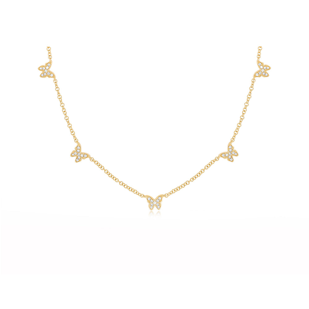 EF Collection Five Diamond Butterfly Necklace