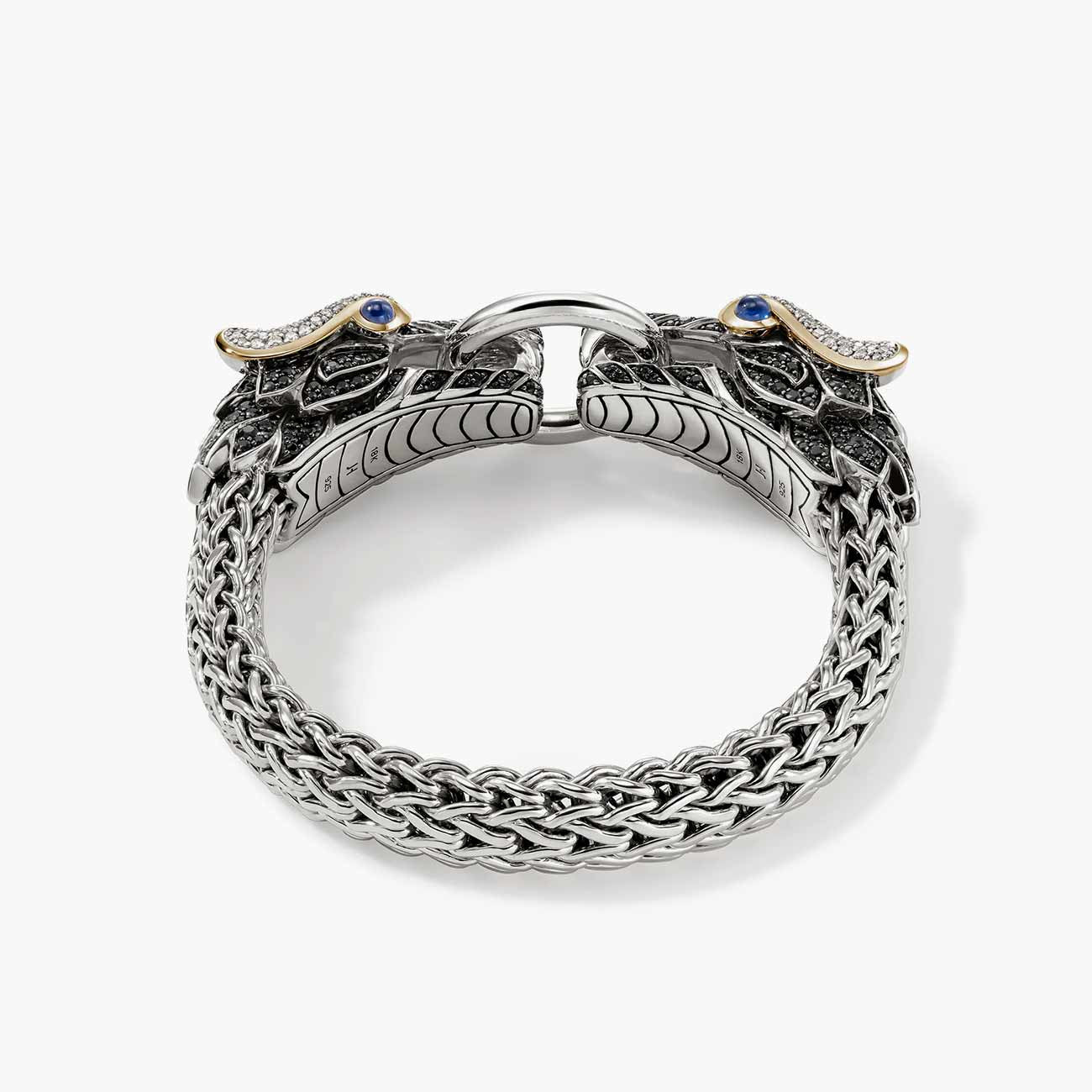 John Hardy Naga Two Tone Bracelet with Black Sapphires