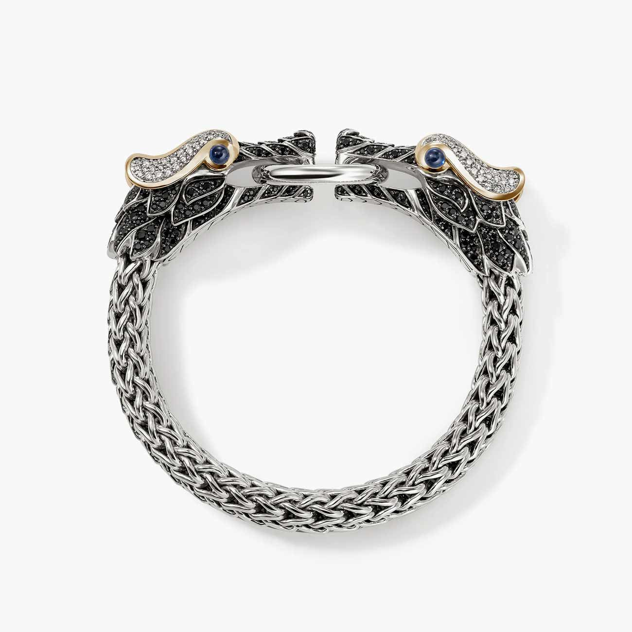 John Hardy Naga Two Tone Bracelet with Black Sapphires