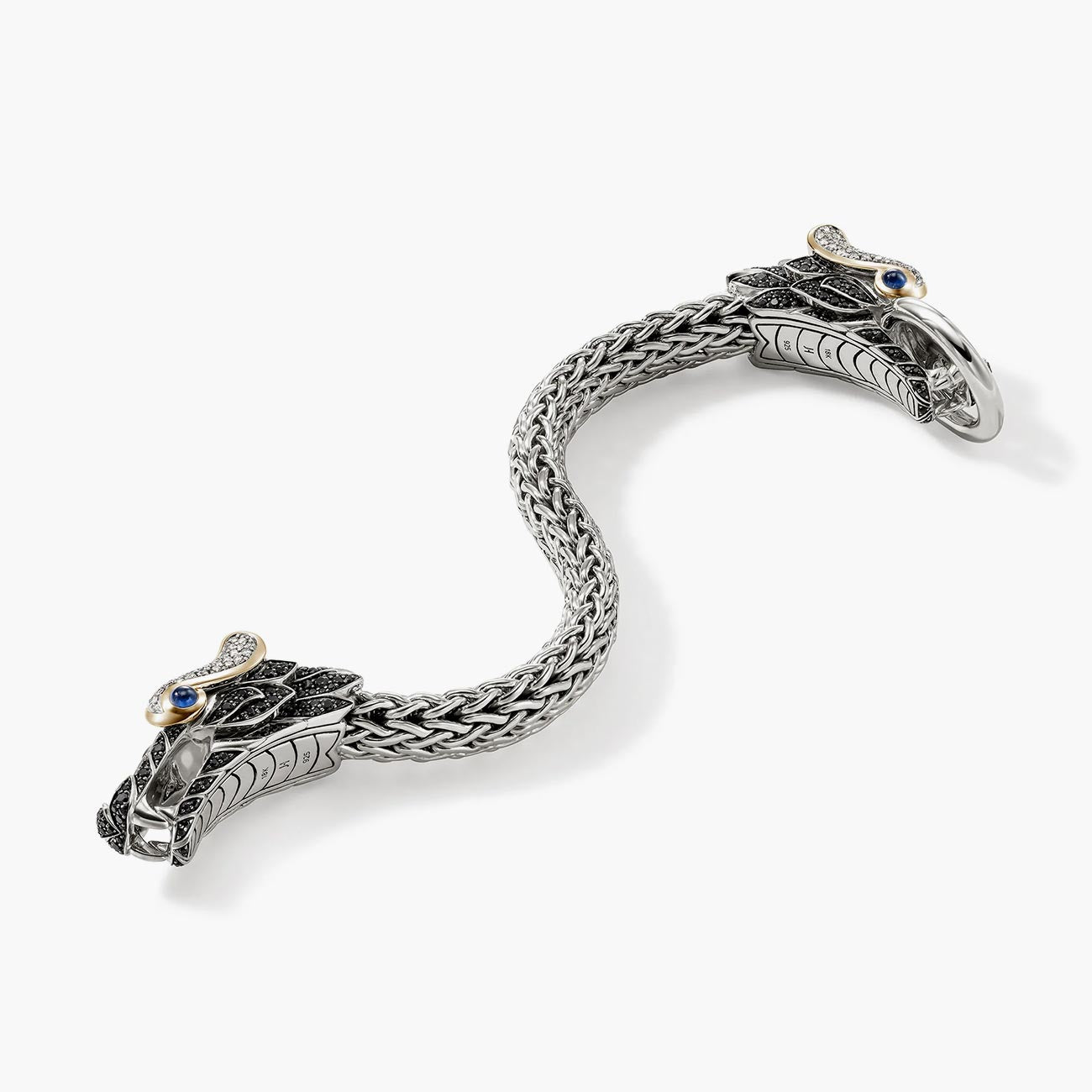 John Hardy Naga Two Tone Bracelet with Black Sapphires