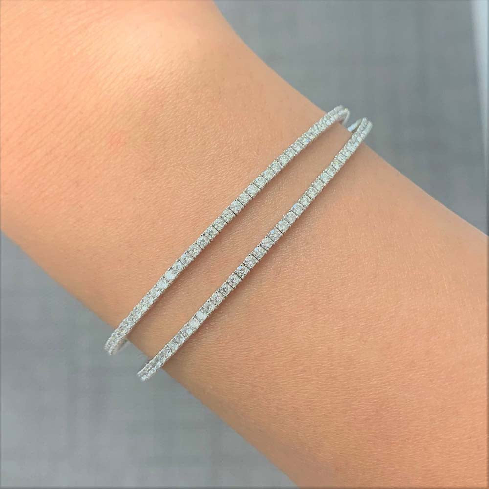 Diamond Double Row Flexible Bangle