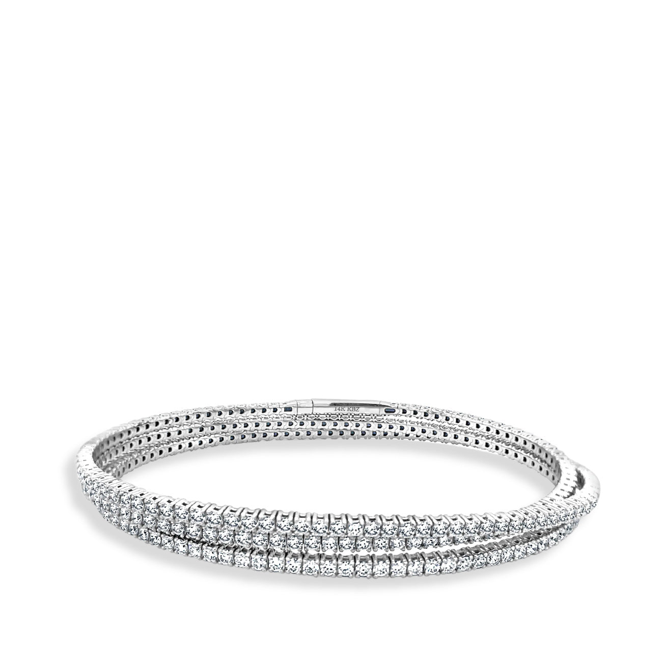 5 Carat Flexible 3 Row Diamond Bangle Bracelet