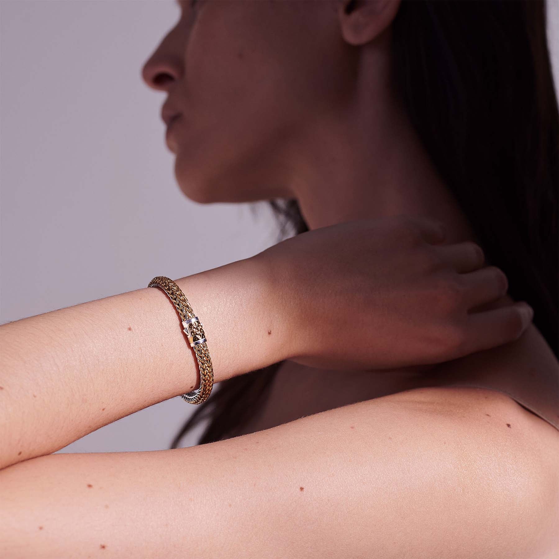 John Hardy Classic Chain Gold & Silver 6.5mm Reversible Icon Bracelet