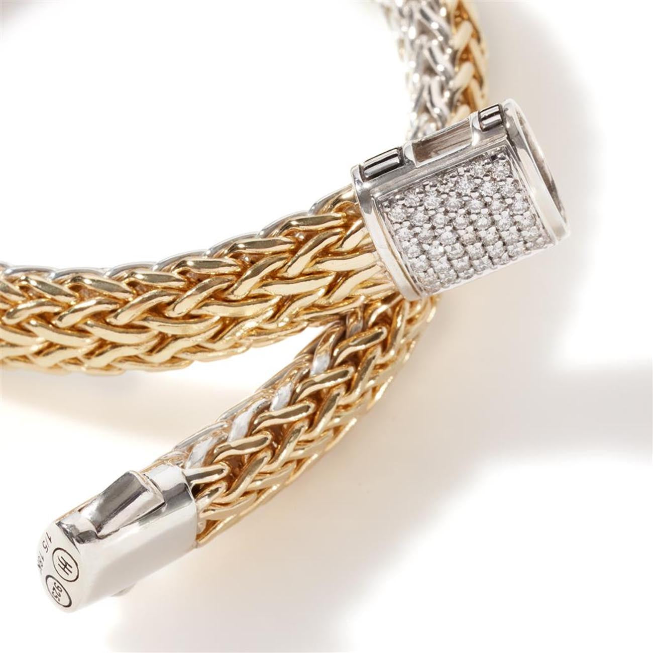 John Hardy Classic Chain Gold & Silver 7.5mm Diamond Clasp Reversible Icon Bracelet