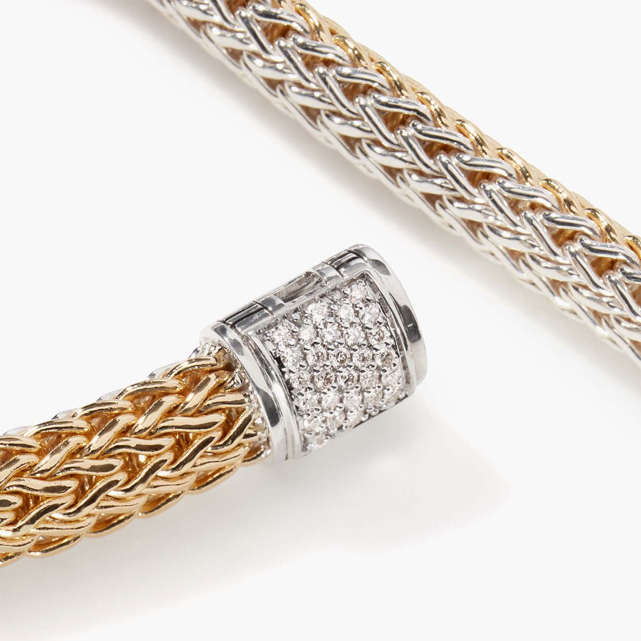 John Hardy Classic Chain Gold & Silver 6.5mm Reversible Diamond Icon Bracelet