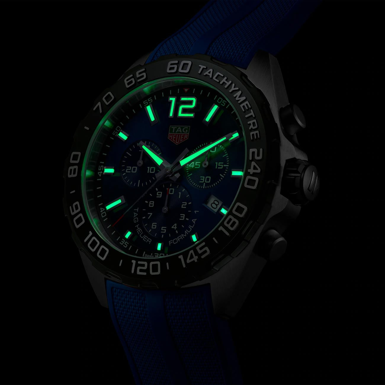 TAG Heuer Formula 1 Chronograph Quartz Blue Dial Black Bezel Rubber Strap - 43mm