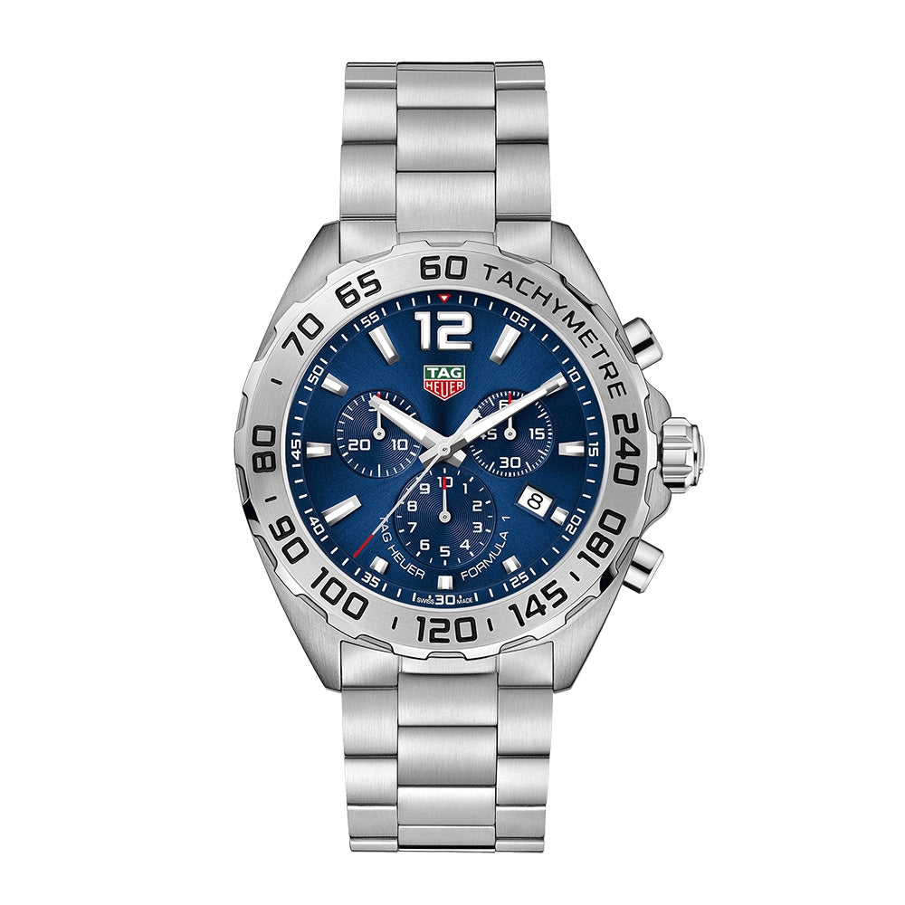 TAG Heuer Formula 1 Stainless Steel Blue Sunray 43mm Chronograph Watch