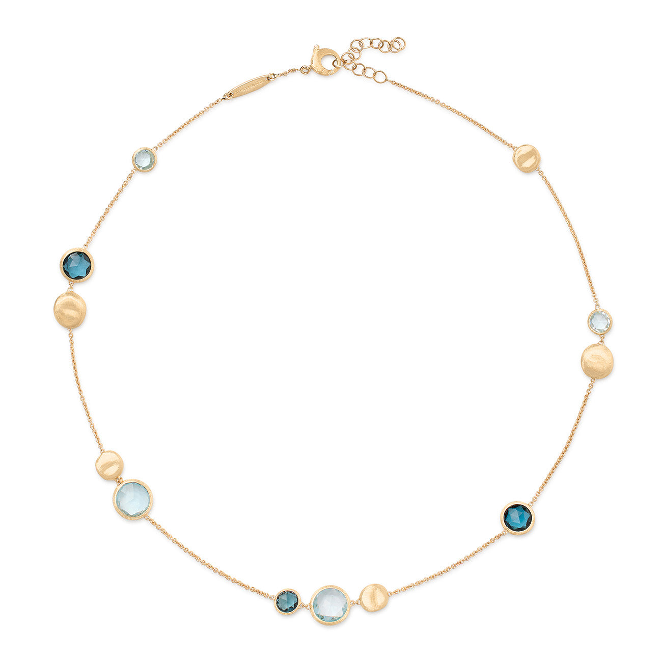 Marco Bicego Jaipur Yellow Gold Mixed Blue Topaz Station Necklace