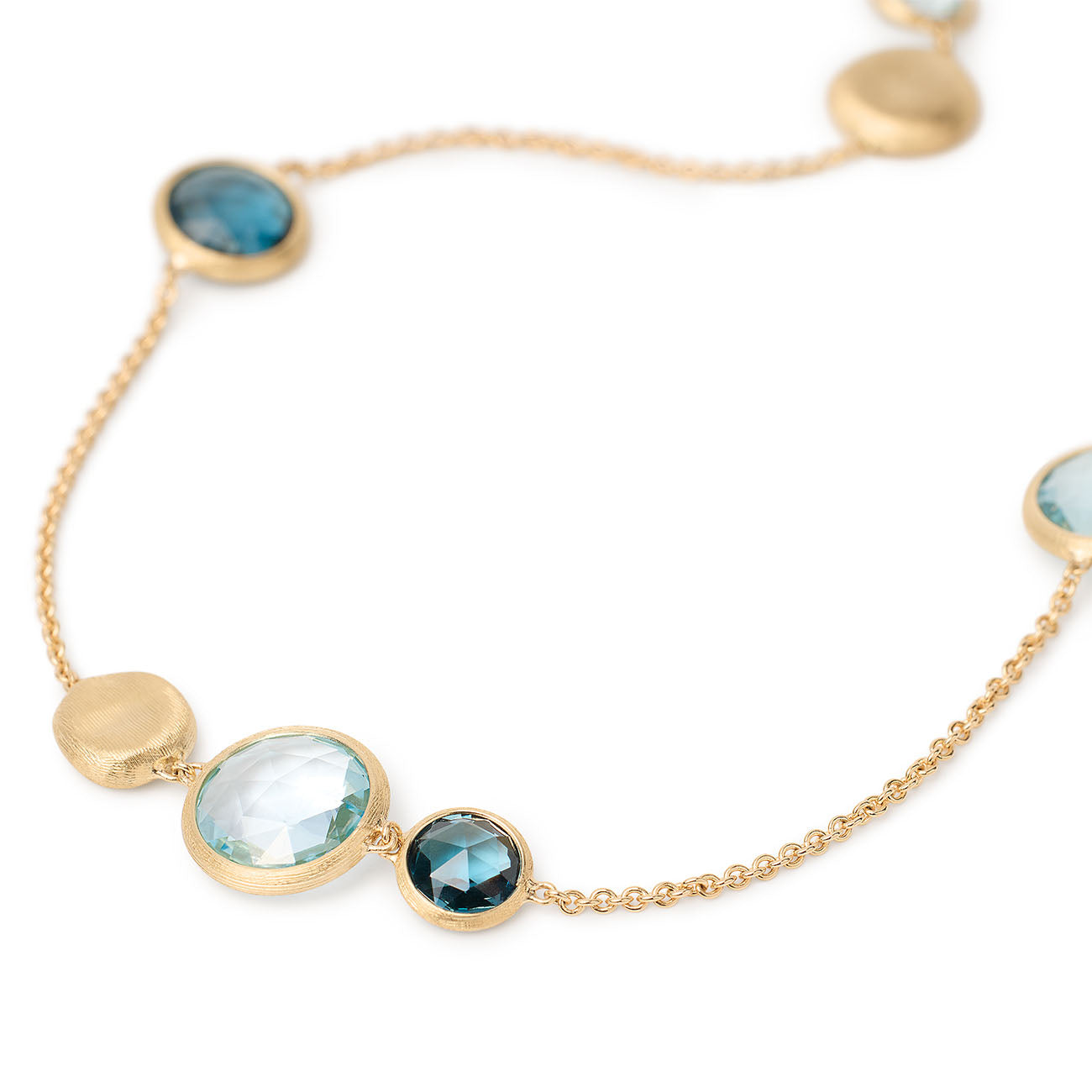 Marco Bicego Jaipur Yellow Gold Mixed Blue Topaz Station Necklace
