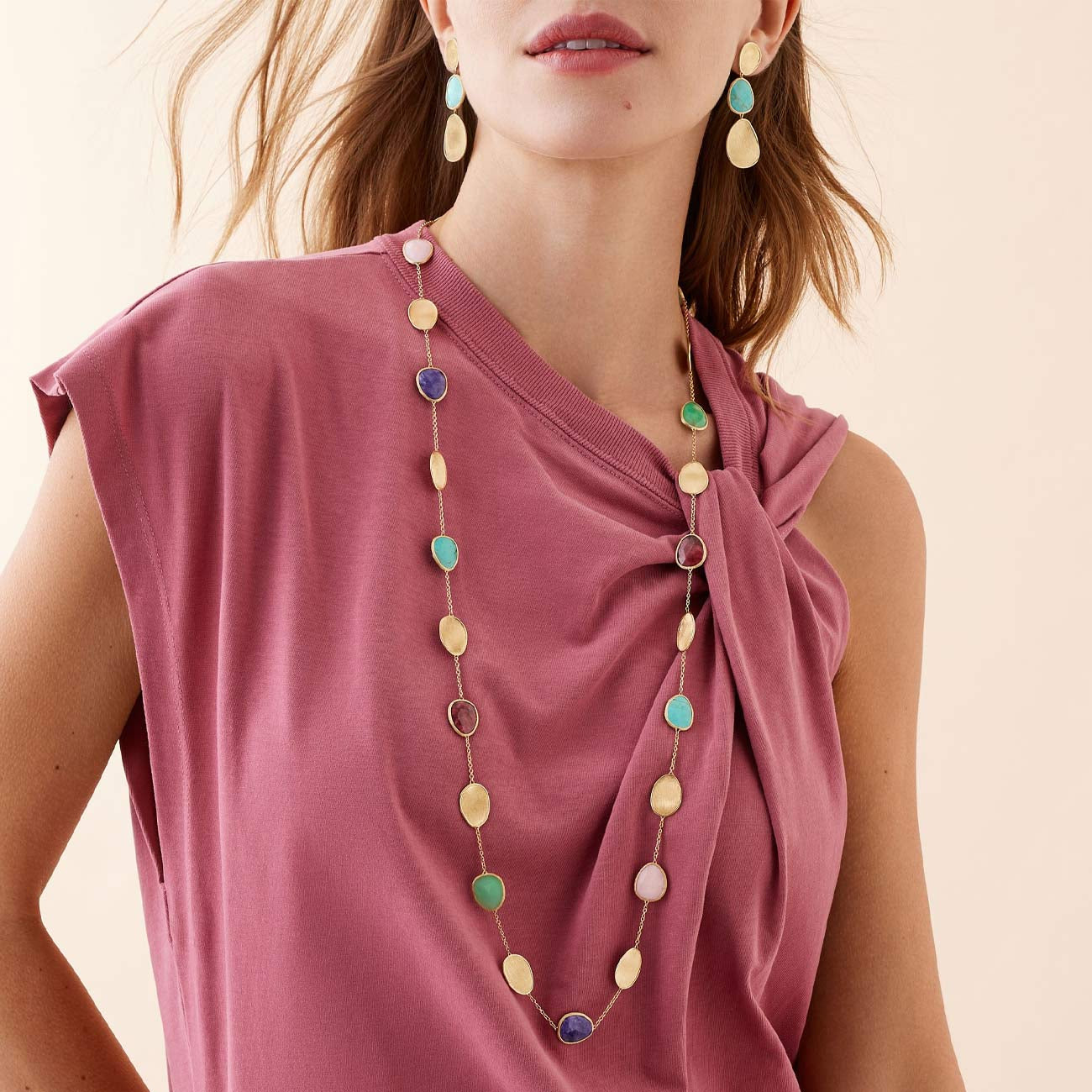 Marco Bicego Lunaria Mixed Gemstone Long Necklace