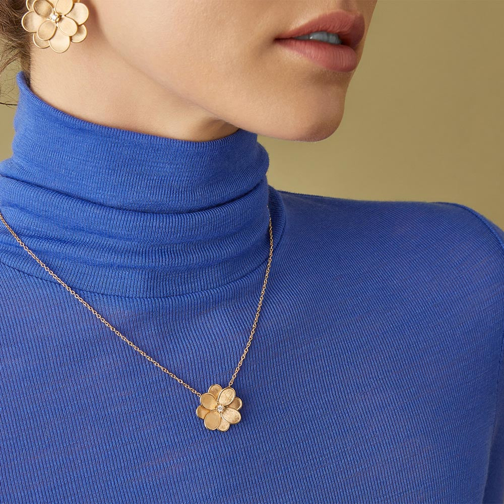 Marco Bicego Petali Single Diamond Flower Necklace