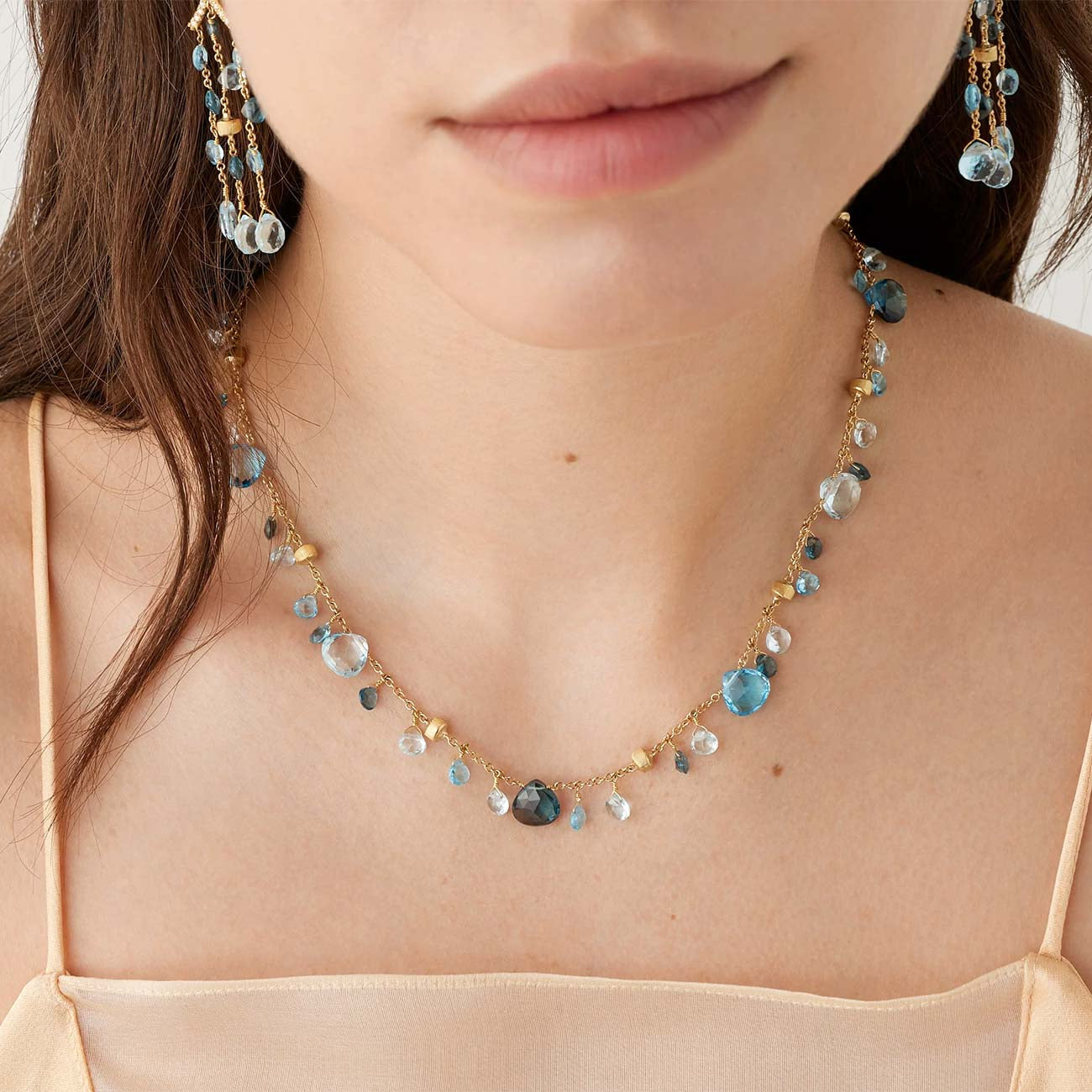 Marco Bicego Paradise Alta Mixed Topaz Yellow Gold Single-Strand Necklace