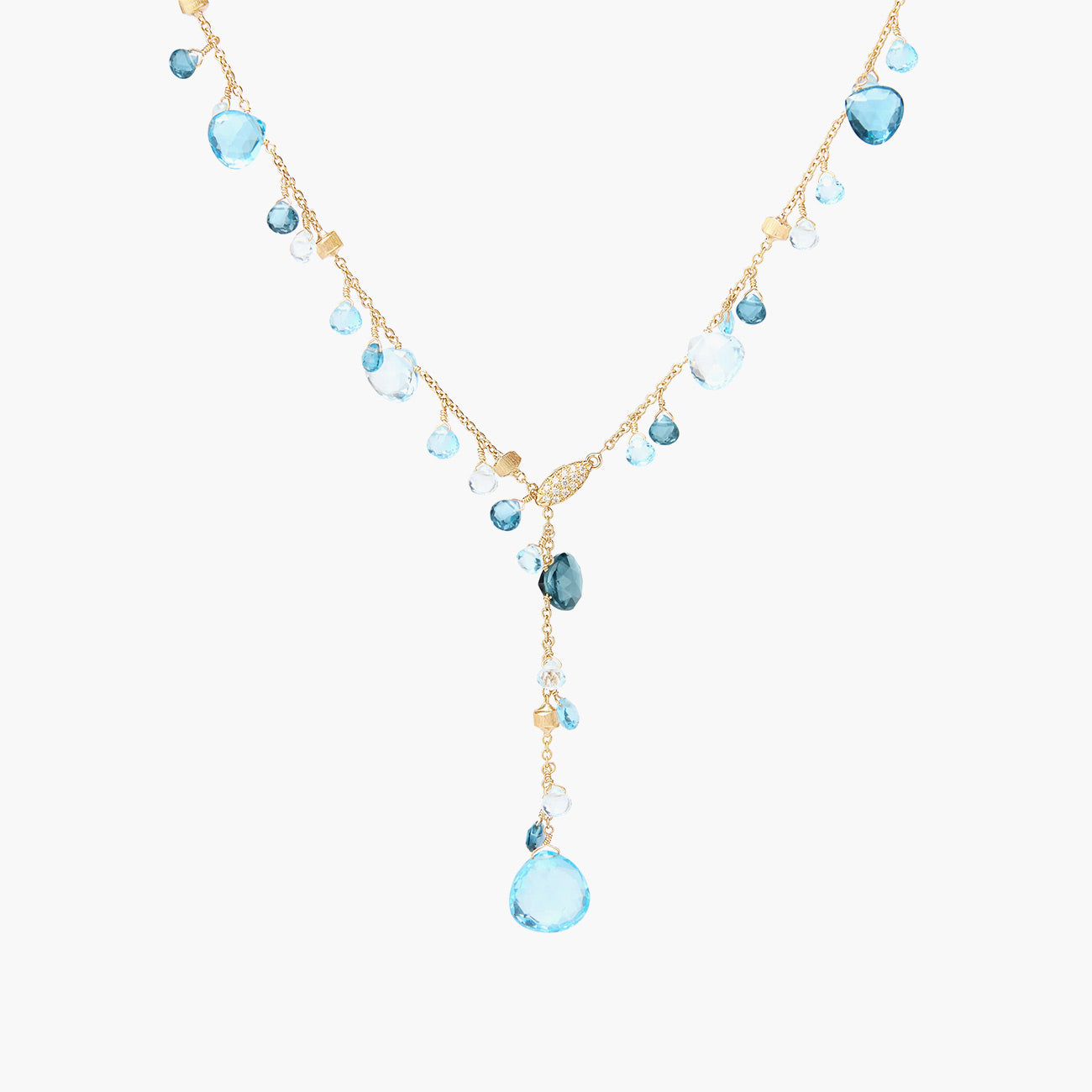 Marco Bicego Paradise Alta Mixed Topaz Yellow Gold Lariat Necklace