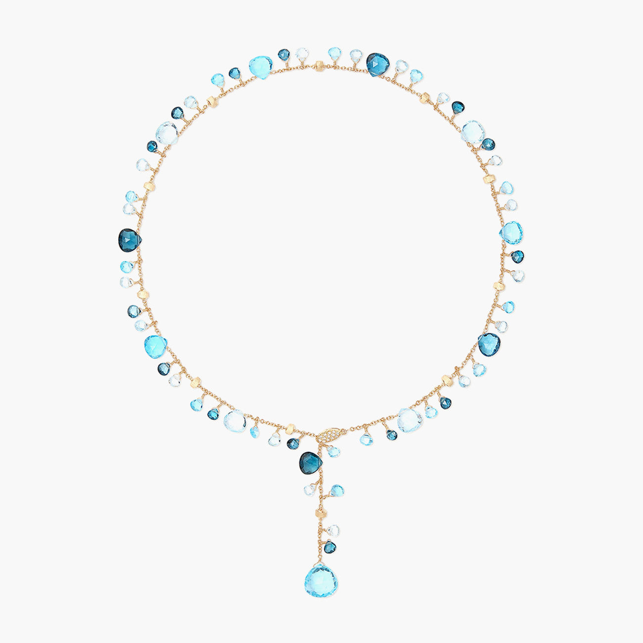 Marco Bicego Paradise Alta Mixed Topaz Yellow Gold Lariat Necklace