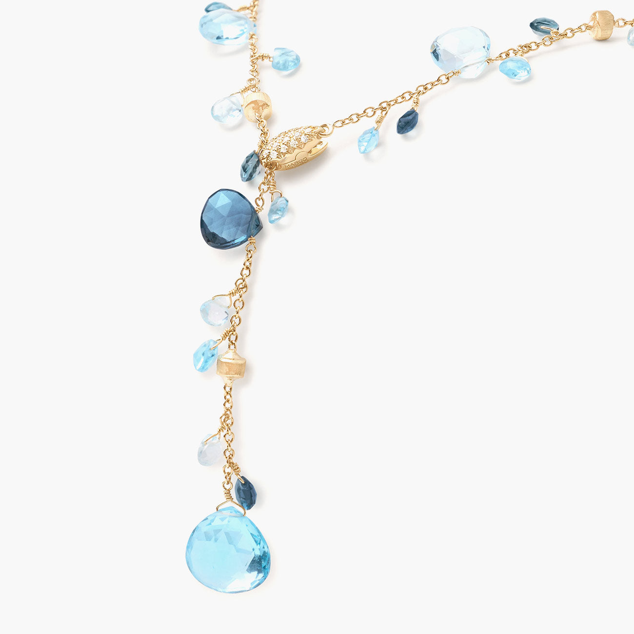 Marco Bicego Paradise Alta Mixed Topaz Yellow Gold Lariat Necklace