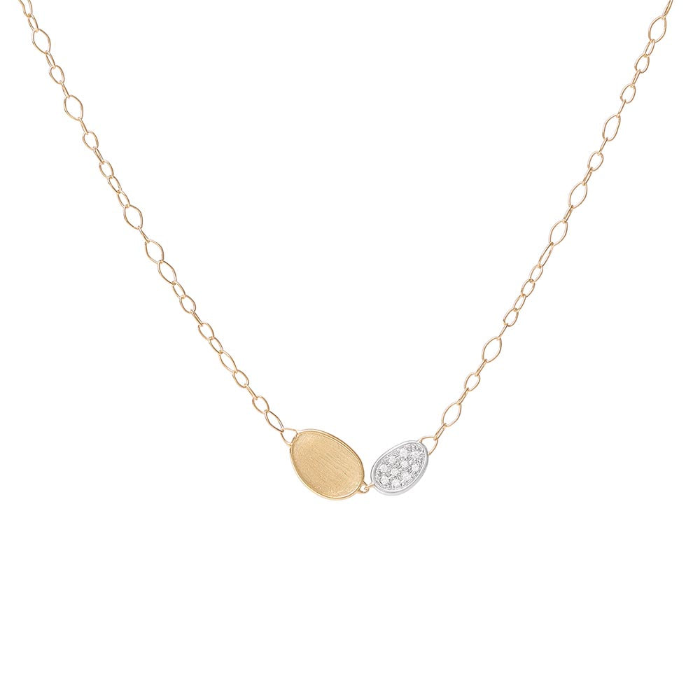 Marco Bicego Lunaria Gold & Diamond Petite Double Leaf Necklace