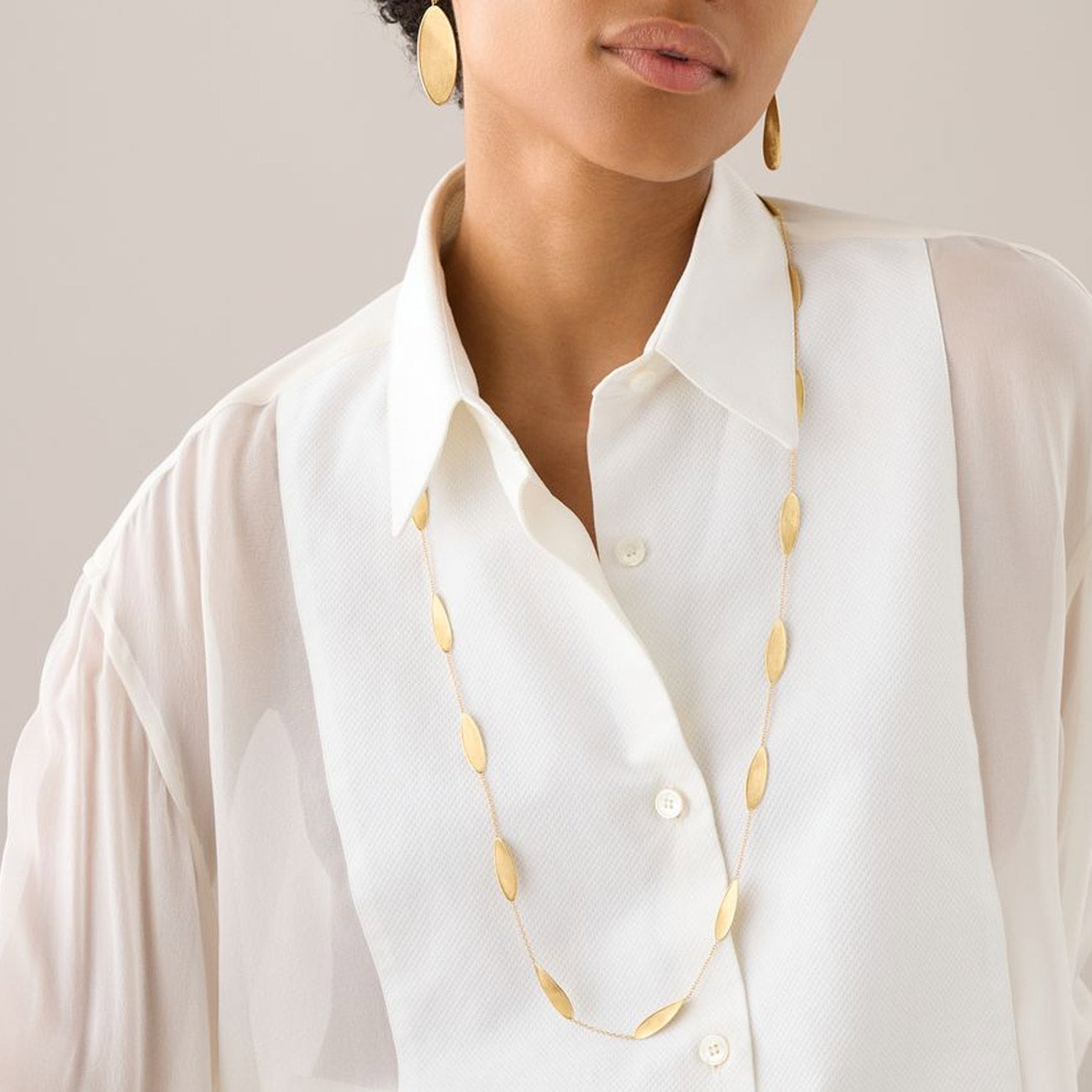 Marco Bicego Lunaria Twist Gold Leaf Long Necklace