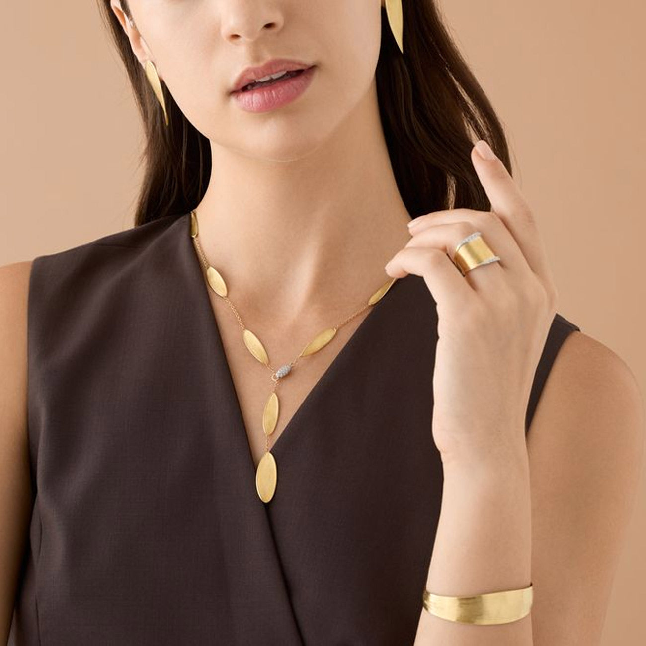 Marco Bicego Lunaria Twist Gold Leaf Y Necklace