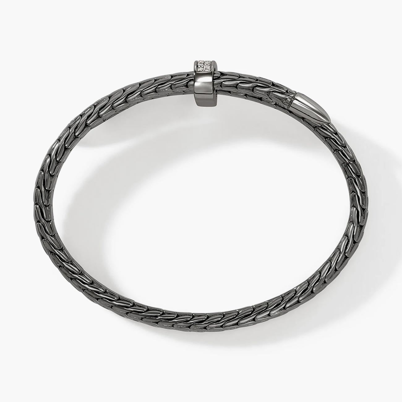 John Hardy Spear Flex Pave Diamond Cuff with Black Rhodium