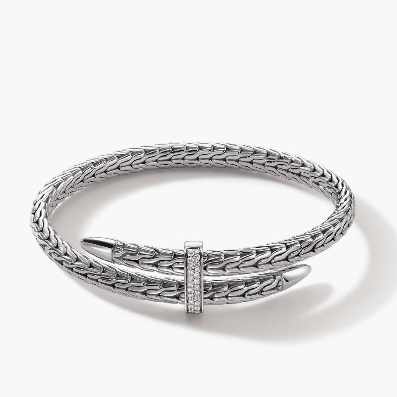 John Hardy Spear Pave Diamond Bypass Flex Cuff