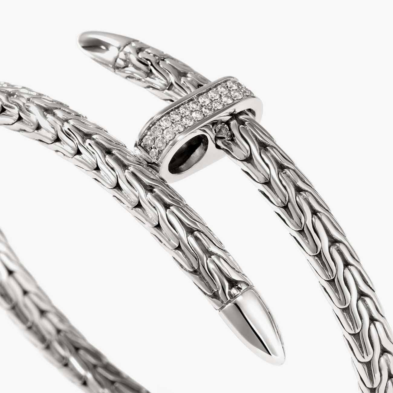 John Hardy Spear Pave Diamond Bypass Flex Cuff