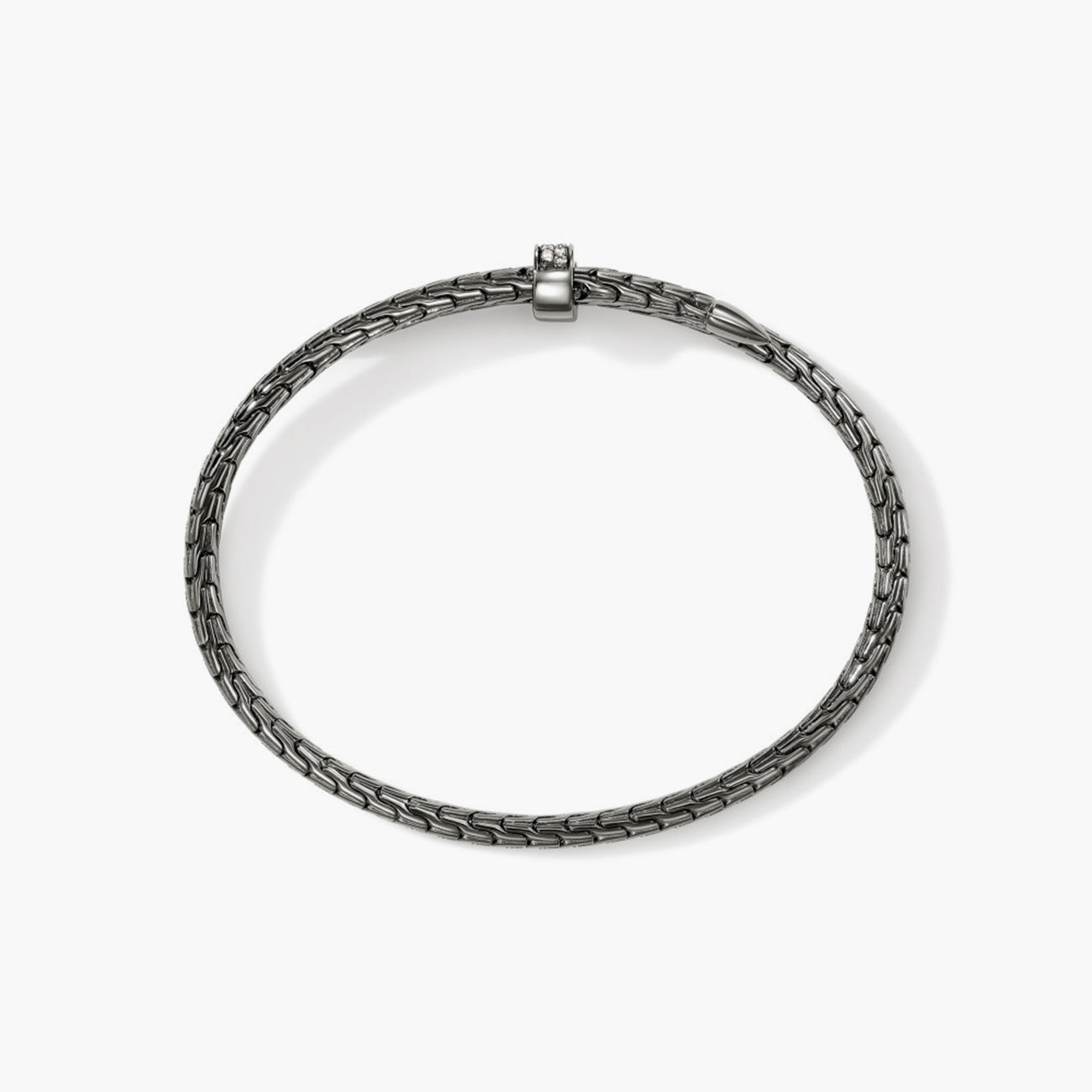 John Hardy Spear Diamond Pave Slim Flex Cuff in Black Rhodium