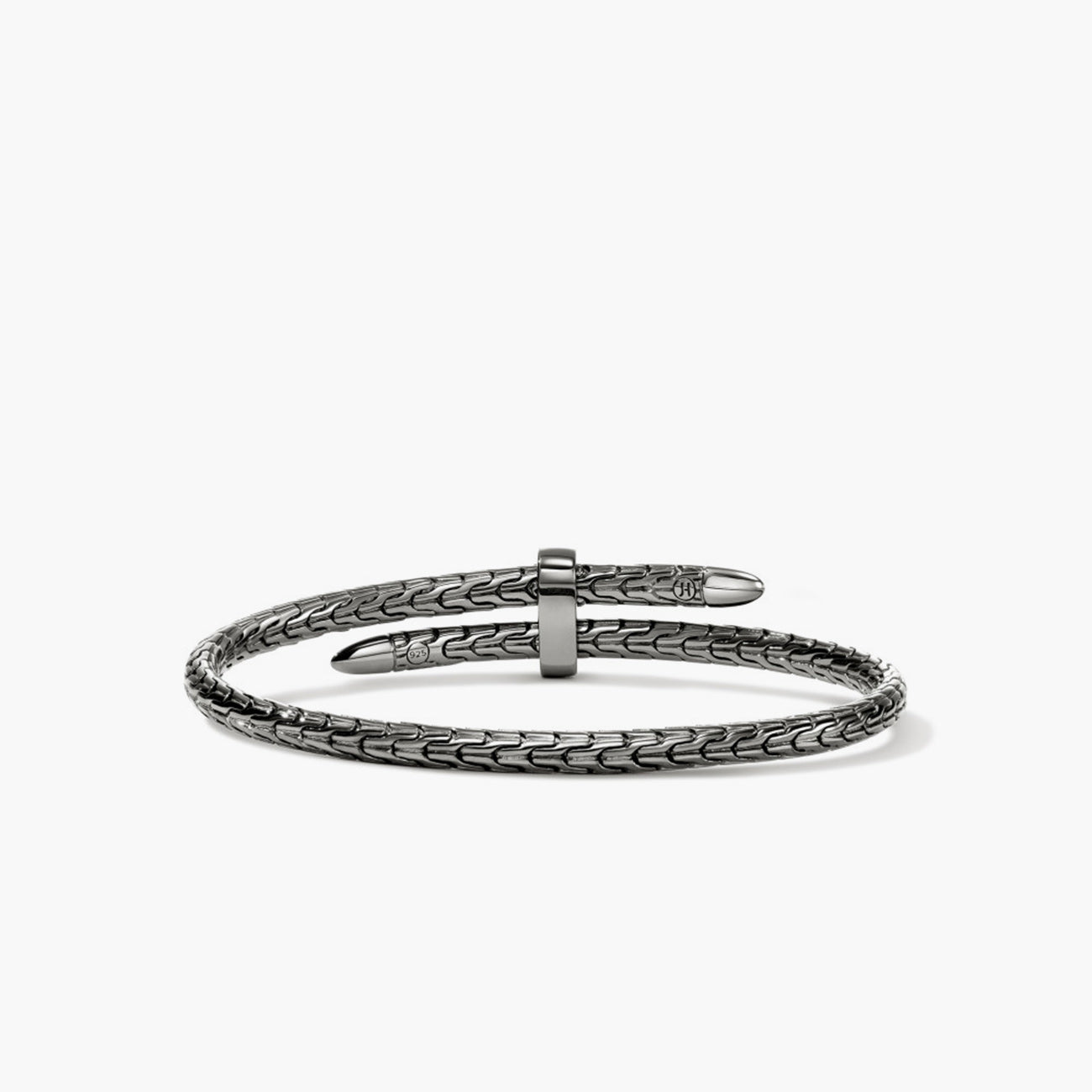 John Hardy Spear Diamond Pave Slim Flex Cuff in Black Rhodium