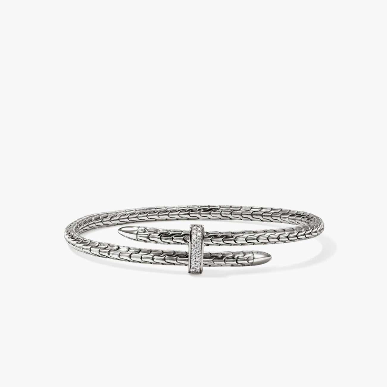 John Hardy Spear Slim Diamond Flex Cuff in Sterling Silver