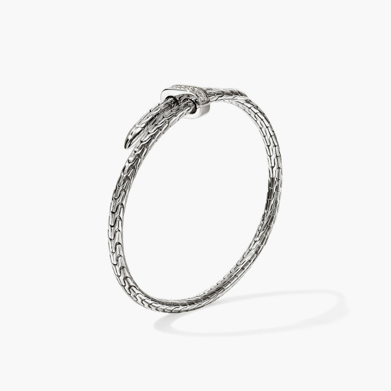 John Hardy Spear Slim Diamond Flex Cuff in Sterling Silver