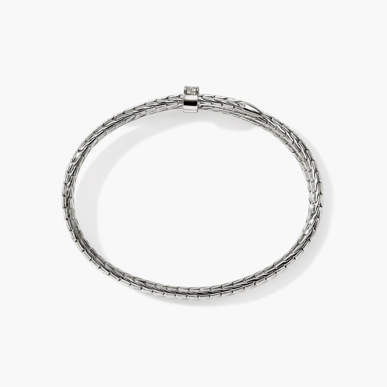 John Hardy Spear Silver Diamond Pave Triple Flex Cuff