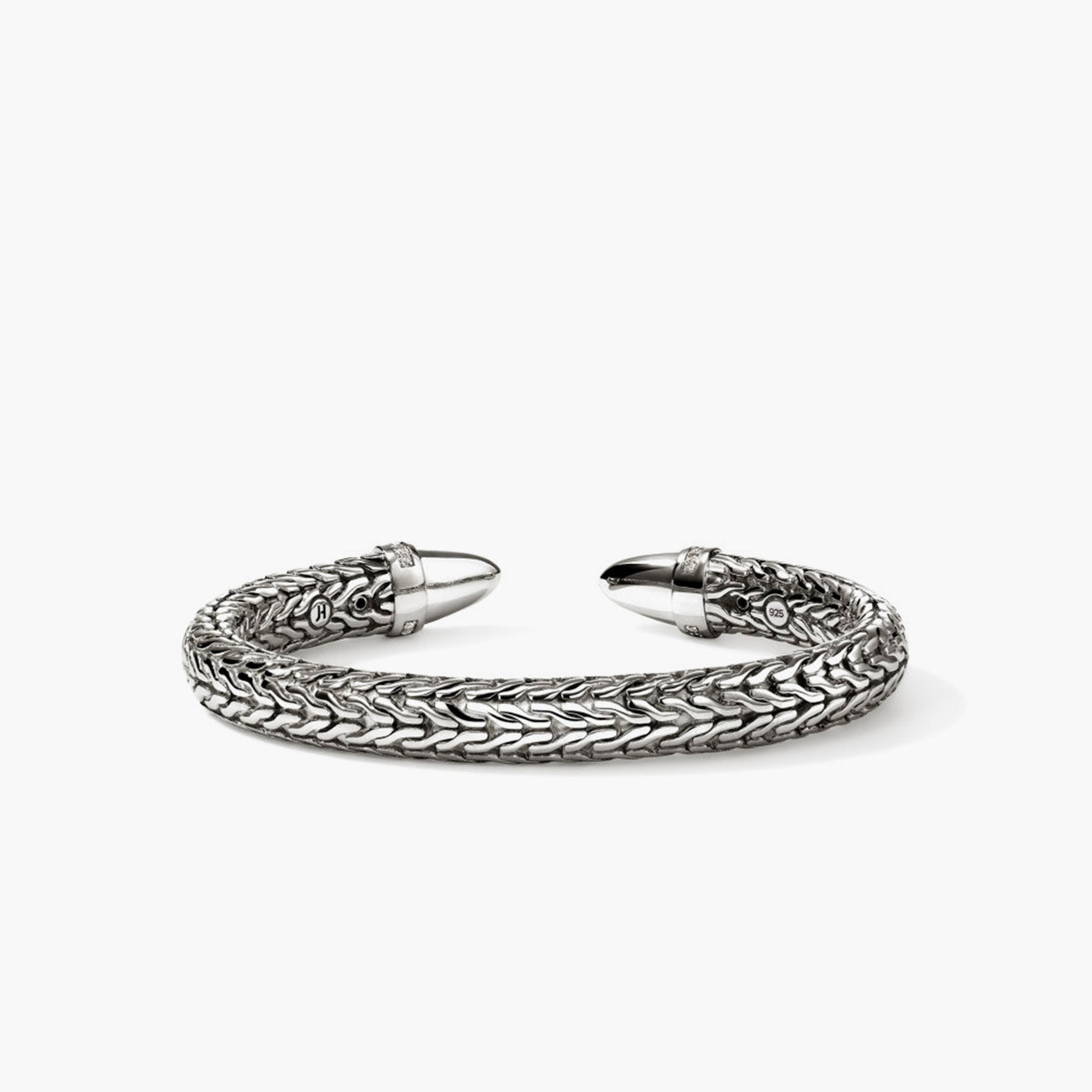 John Hardy Spear 50 Silver Diamond Pave Flex Cuff