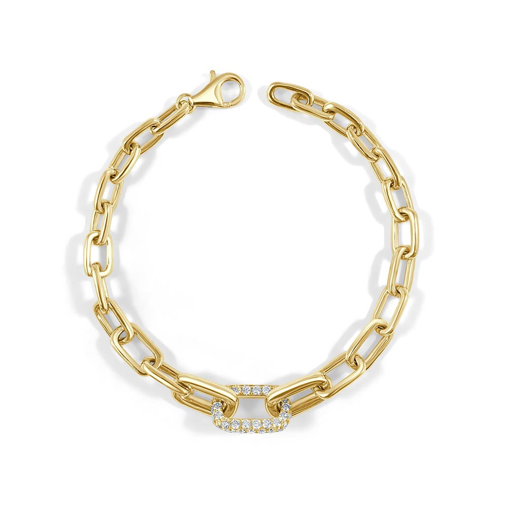 Single Diamond Link Gold Bracelet