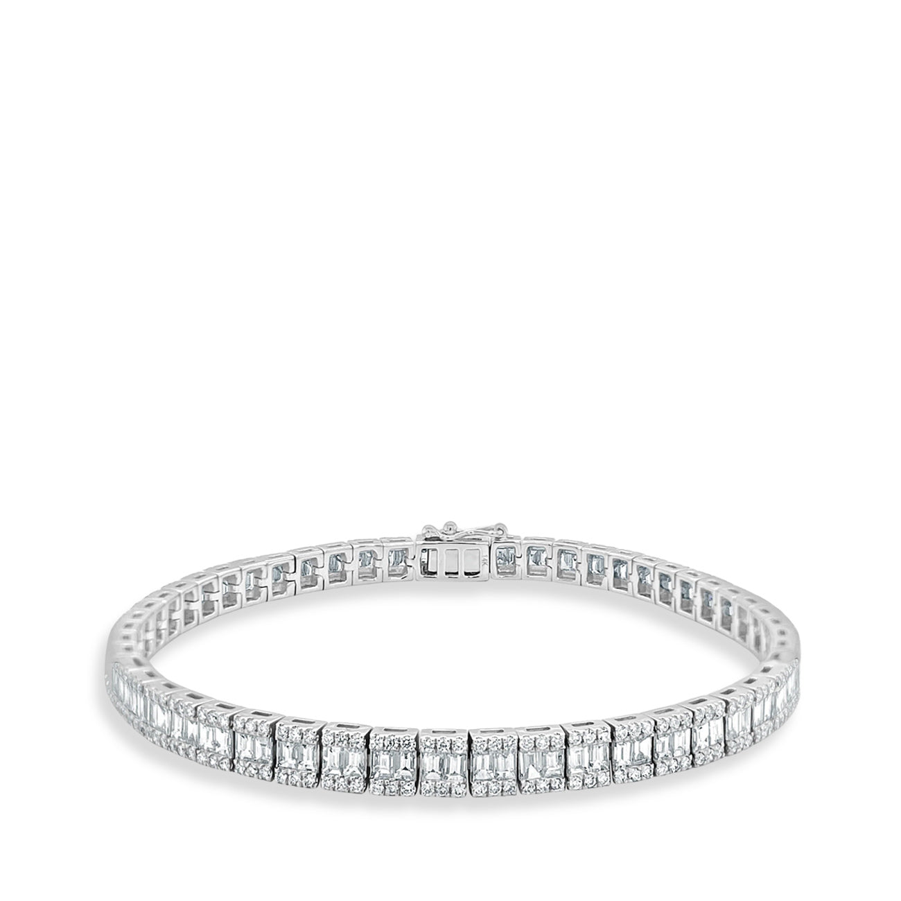 3 Carat Baguette and Round Diamond Bracelet