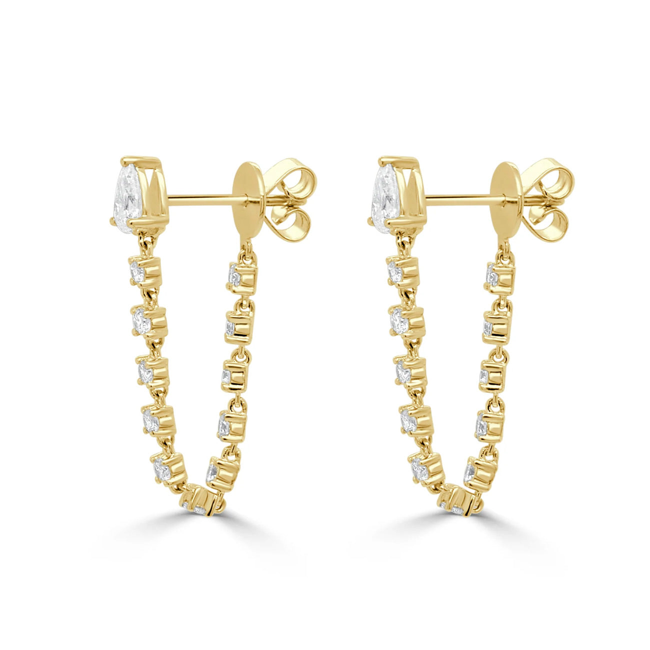 Diamond Chain Drop Earrings