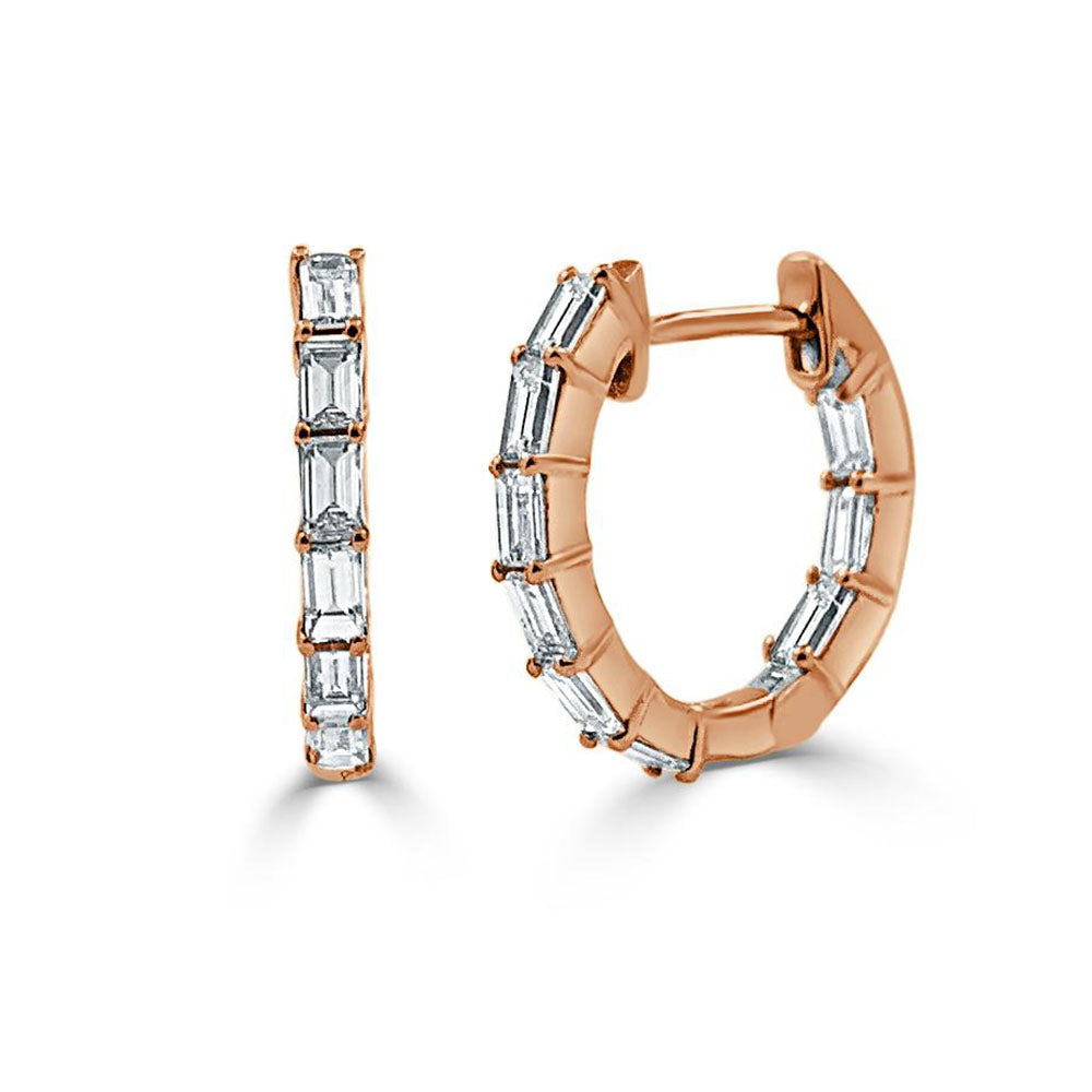Inside Out Baguette Diamond Huggie Earrings