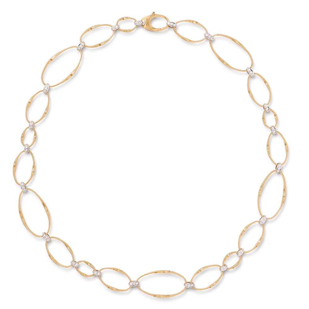Marco Bicego Marrakech Onde Flat Link Diamond Collar Necklace
