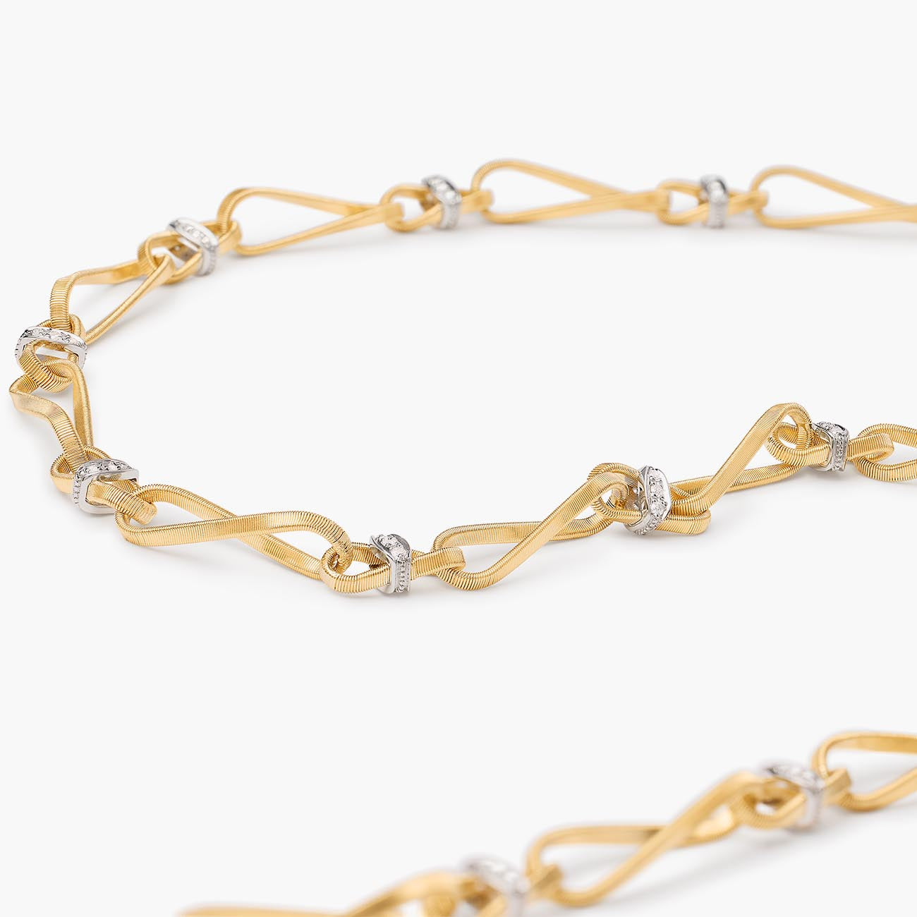 Marco Bicego Marrakech Onde 18K Yellow Gold Hand Twisted Diamond Necklace