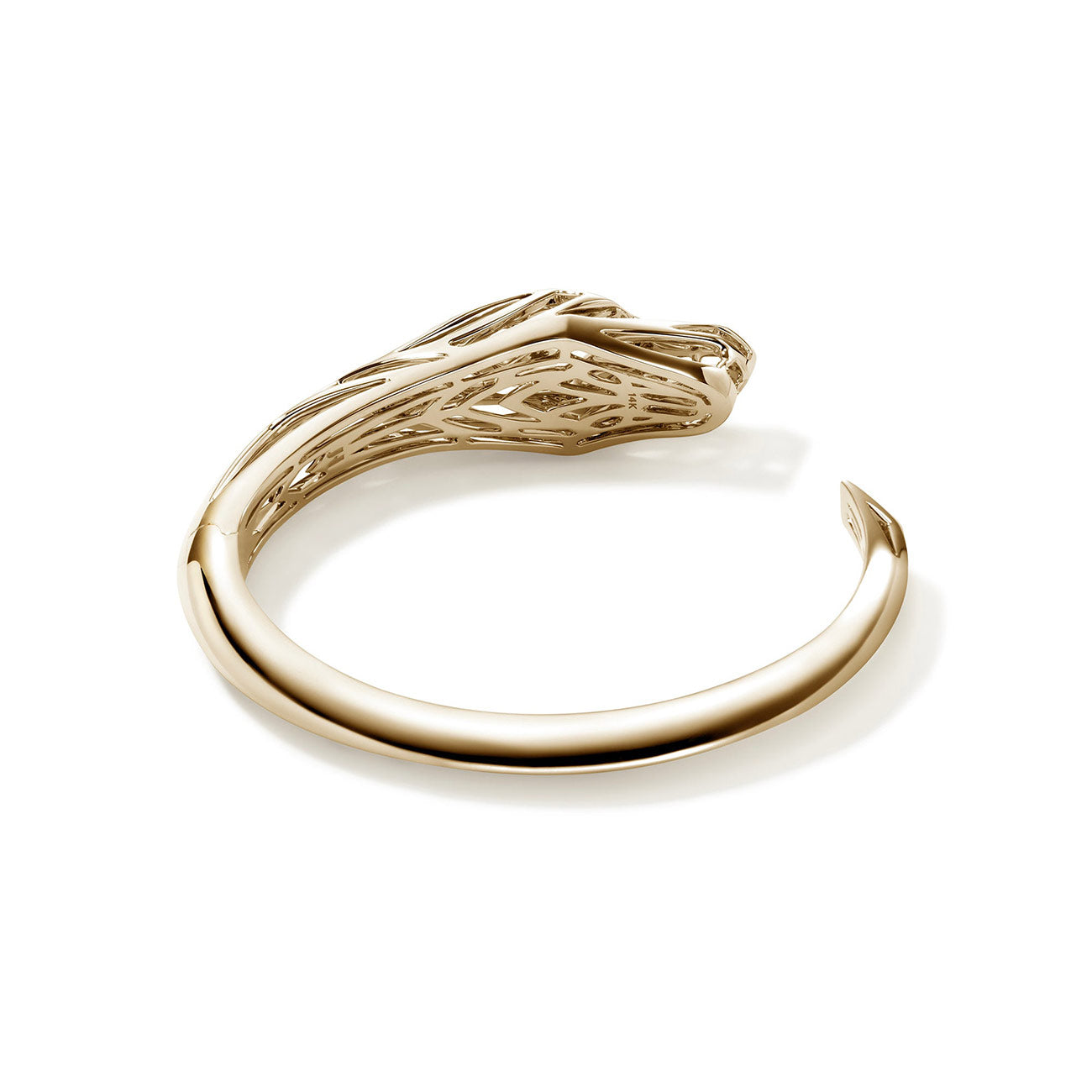 John Hardy Naga Diamond Pave Hinged Cuff in 14K Yellow Gold