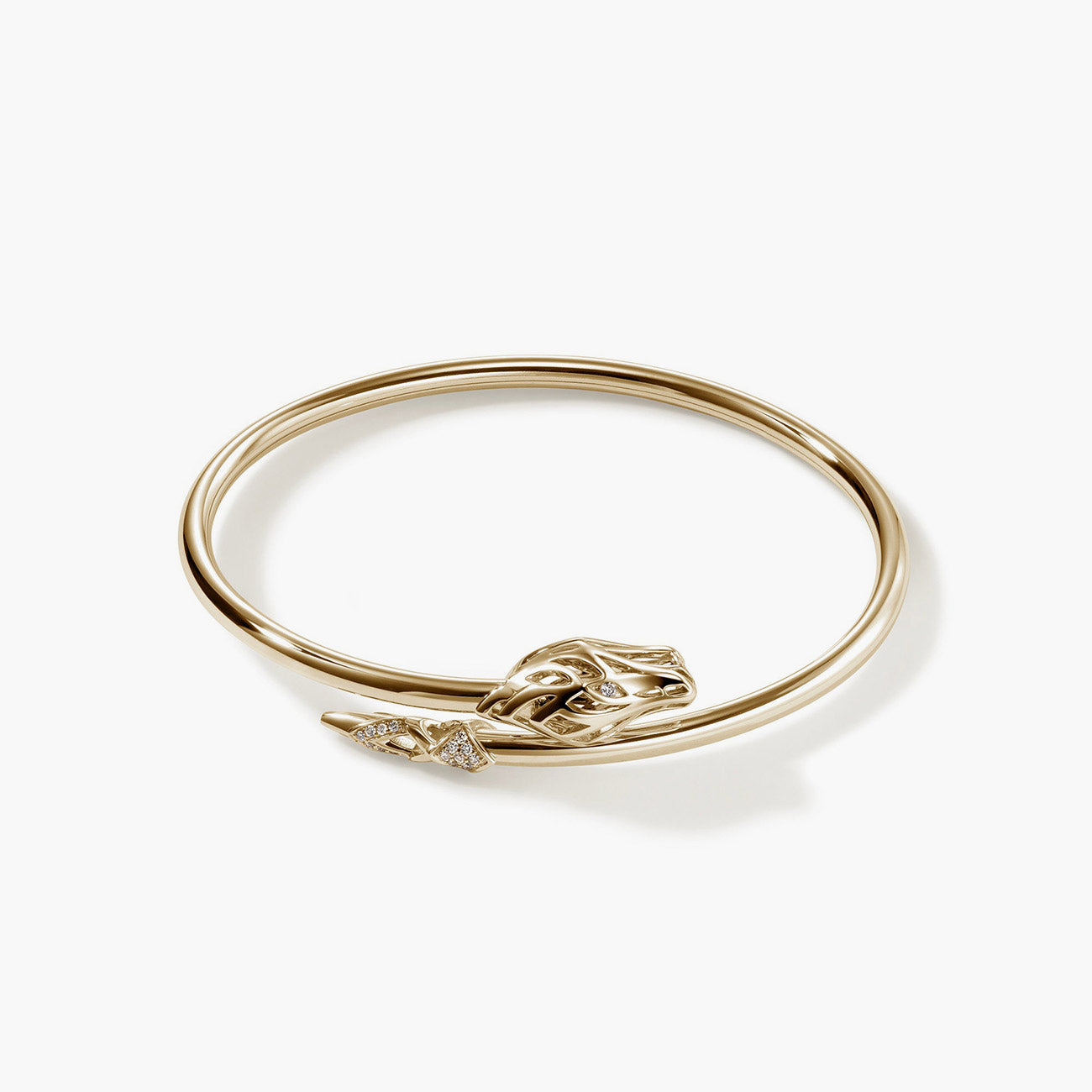 John Hardy Naga Pave Slim Cuff in 14K Yellow Gold