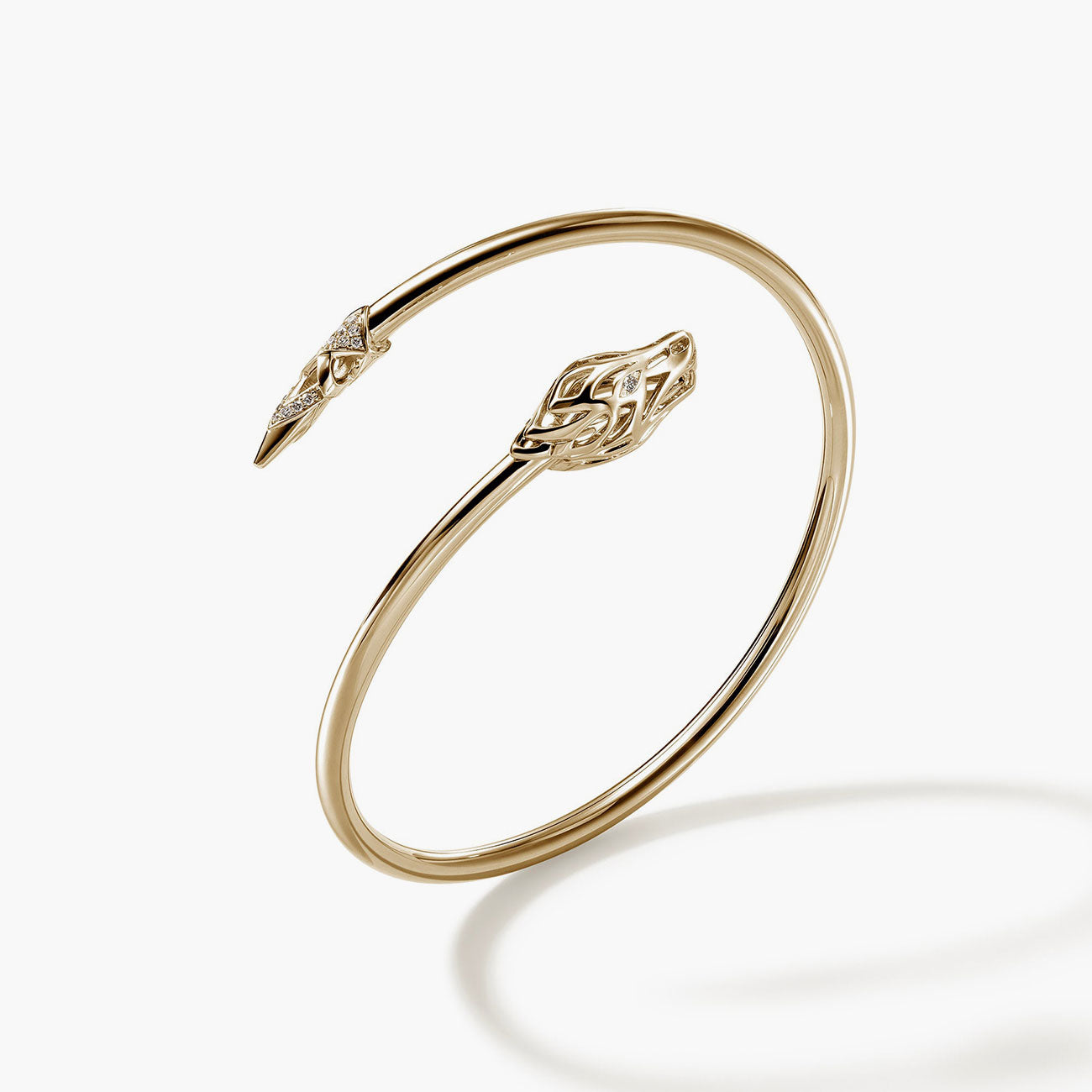 John Hardy Naga Pave Slim Cuff in 14K Yellow Gold
