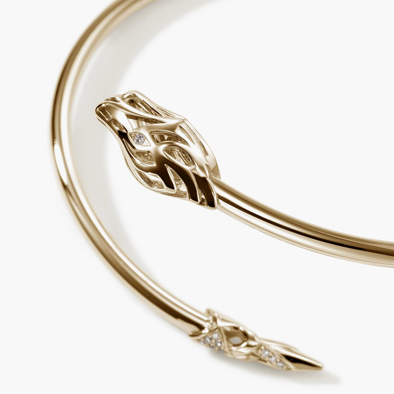 John Hardy Naga Pave Slim Cuff in 14K Yellow Gold